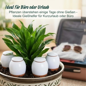 Set 4 Ghiuvete pentru Udare Relaxdays, 350 ml, Ceramica, TerracottaAlb - Img 5