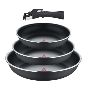 Set 4 Tigai Aluminiu Bergner 182024cm cu Maner Detasabil, Antiaderent, Culoare Anthrazit