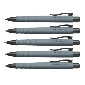 Set 5 Pixuri Faber-Castell Poly Ball, gri urban, mina 0.5 mm, documentenecht - Img 1