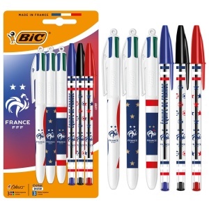 Set 6 Pixuri BIC 4 Culori si BIC Cristal - Culoare Albastra, Rosie, Verde, Neagra