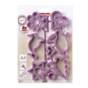 Set 8 Forme Decupat Biscuiti Zenker 2in1, Culoare Frozen Rose - Img 3