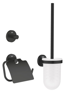 Set accesorii baie GROHE Start 3in1, negru, cu suport pentru hartie si perie