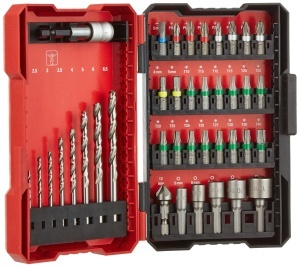 Set accesorii Einhell 39 piese Bit si Burghie cu cutie de depozitare