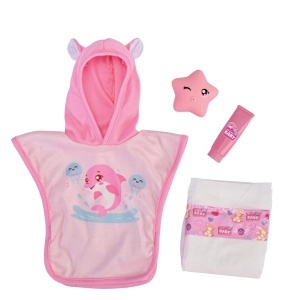 Set Badespa Simba New Born Baby - 4 piese, Bademantel, Windel, Cremetube, pentru papusi 30-43 cm