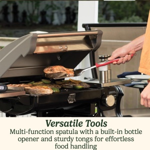 Set BBQ Cuisinart 3 piese din otel inoxidabil, maner lung, cu manusi rezistente la caldura - Img 4