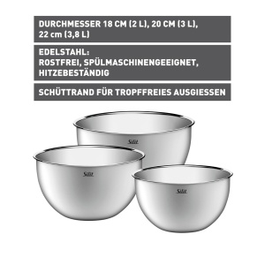 Set boluri bucatarie Silit, 3 piese, otel inoxidabil, multifunctionale, stivuibile - Img 2