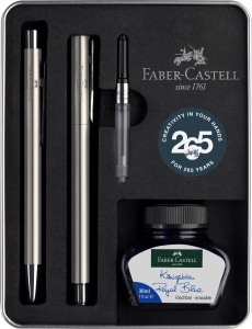 Set Cadou Faber-Castell Neo Slim din Otel Inoxidabil, Stil Minimalist, 30 ml Cerneala