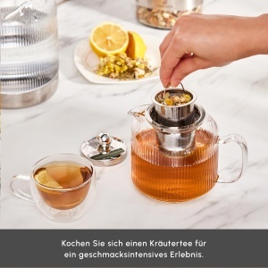 Set Ceainic Karaca Kelly XL din Borosilikat, 2 L Kettle si 1 L Ceainic cu Filtru - Img 7
