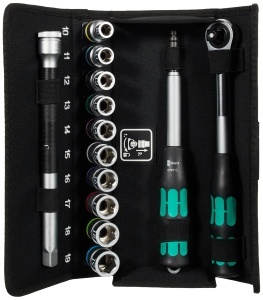 Set chei cu clichet Wera 8006 SC 1, 12, 13 piese, negru-verde