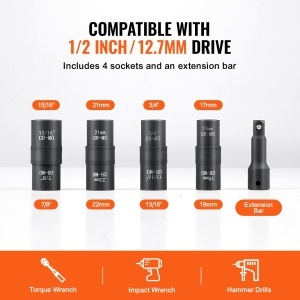 Set chei pentru prezoane VEVOR 12ZTT9 127 mm 4 dimensiuni CR-MO otel cu cutie de depozitare - Img 3