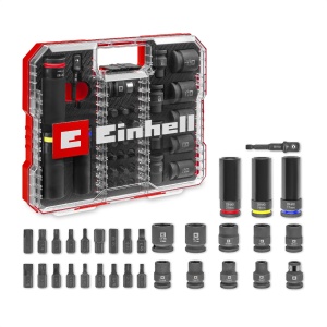 Set chei si biti Einhell 32 piese XL-CASE cu protectie jante si adaptor impact