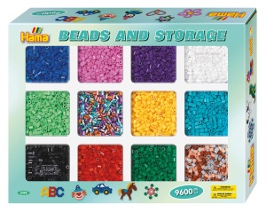Set creativ Hama Box Midi 9600 Perle colorate 10 culori accesorii