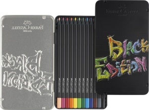 Set Creioane Colorate Faber-Castell Black Edition 12 Bucati, Ergonomice, Bruchfest