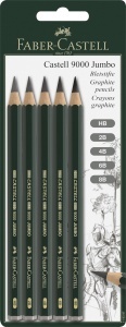 Set Creioane Faber-Castell Jumbo 9000, 5 bucati, HB-8B, bruchprotected