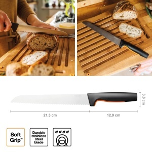 Set cutite bucatarie Fiskars Functional Form 5 piese otel inoxidabil japonez maner ergonomic negruorange - Img 5