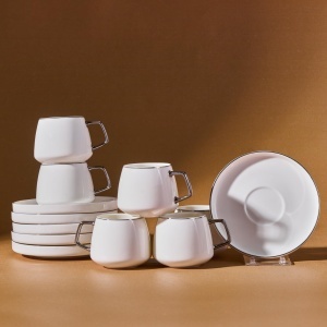 Set de 6 Cesti Cafea Karaca Saturn, Porcelain, 90 ml, Design Elegant
