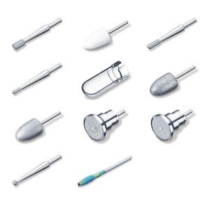 Set de accesorii pentru manichiura Beurer MP 100MP 200, 10 capete din saphir, ceramica si filz