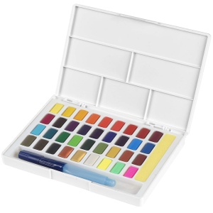 Set de acuarele Faber-Castell Creative Studio, 36 culori, cu pensula si paleta - Img 2