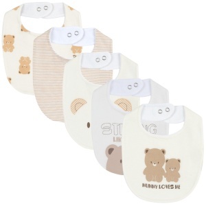 Set de Bavete Chicco - 5 Bavete din Frottee, 100 Bumbac, Design cu Ursuleti