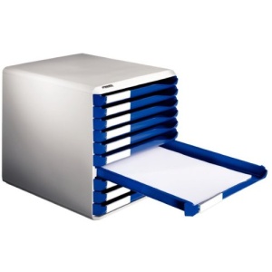 Set de birou Leitz 52800035 cu 5 sertare, organizare documente, culoare albastra - Img 4