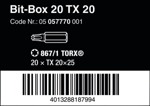 Set de Biti Wera 05057770001, 20 piese, pentru suruburi TORX, 14 hexagonal - Img 2