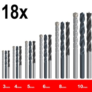 Set de burghie Fischer 18 piese, pentru zidarie, lemn si metal, dimensiuni 3-10 mm - Img 2