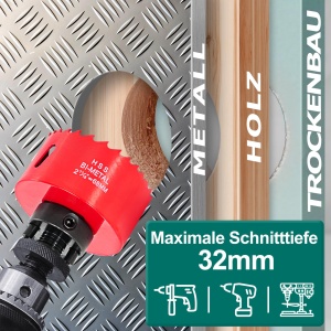 Set de burghie HYCHIKA Lochsage 68mm 60mm Bi-Metall pentru rigips metale si lemn - Img 2