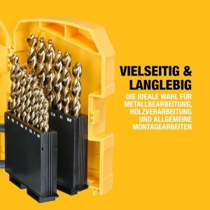 Set de burghie metalice DEWALT 29 piese HSS-G, pentru otel, lemn si plastic - Img 2