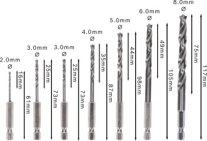 Set de burghie pentru lemn Bosch HSS 7 buc. Tija hexagonala 2 - 8 mm Linie robusta - Img 3