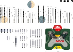 Set de burghie si biti de surubelnita Bosch 43 piese, pentru lemn, piatra si metal - Img 3