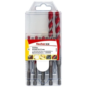 Set de Burghie Universale fischer D-U Hex 5-12 mm, 5 Piese, Rezistenta Mare