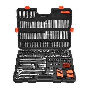 Set de chei cu clichet VEVOR 225 piese, CR-V, 38, 14, 12 inch
