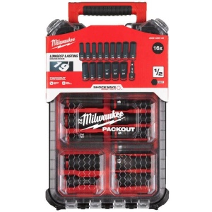 Set de chei cu impact Milwaukee Shockwave 12 16 piese, organizare compacta