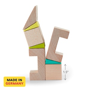 Set de Constructie HABA Schiefe Turme, 13 Piese, 6 Keile Colorate - Img 5