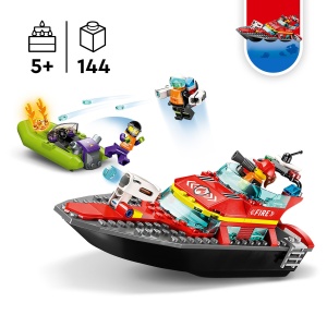Set de Constructie LEGO City - Barca de Pompieri 60373, 144 piese, 3 figurine - Img 3