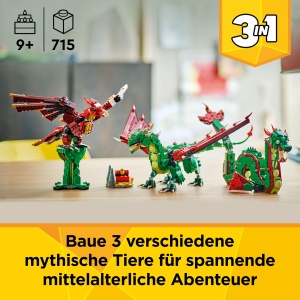 Set de Constructie LEGO Creator 3in1 Gruner Drache 31161 - 715 Piese, 3 Modele, pentru Copii 9 - Img 2