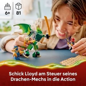 Set de Constructie LEGO Ninjago Lloyd Drachen-Mech Battle 71862, 81 piese, cu 3 figurine - Img 2