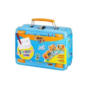 Set de creatie BIC Kids cu 12 creioane colorate, 8 markere si 12 creta, in cutie metalica