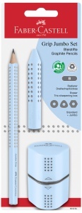 Set de creioane Faber-Castell Jumbo Grip, 3 piese, ergonomice, culoare sky blue