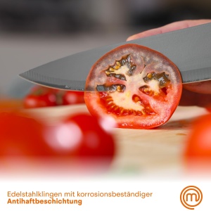 Set de cutite de bucatarie MasterChef, 5 piese, inox, cu suport, negru - Img 4