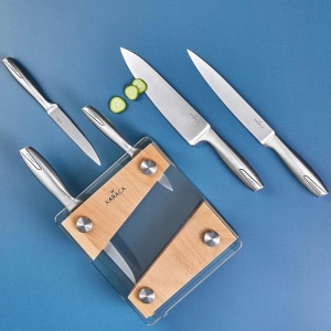 Set de cutite Karaca Venus 6 piese cu suport din sticla lame inoxidabile - Img 2
