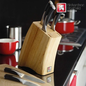 Set de cutite Richardson Sheffield Kyu 5 piese bloc din lemn de cauciuc lame din otel inoxidabil - Img 2