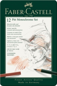 Set de desen Faber-Castell Pitt Monochrome 12 piese in etui metalic - Img 2