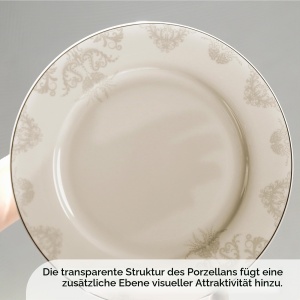 Set de Farfurii Karaca Elegance Bone Siena, 53 piese, pentru 12 persoane, Alb Aur - Img 4