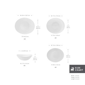 Set de Farfurii Karaca Pure 24 piese, pentru 6 persoane, din sticla, alb - Img 3