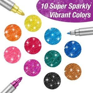 Set de Filzstifte Faber-Castell cu Glitter, 10 Culori, Doppelfasermaler - Img 4