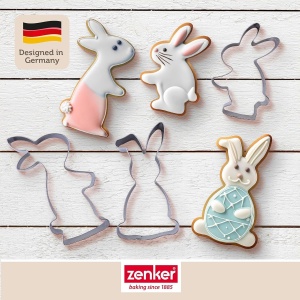 Set de forme de taiere pentru fursecuri Zenker Hasenfamilie, 3 piese, otel inoxidabil, spalabil in masina de spalat vase - Img 2