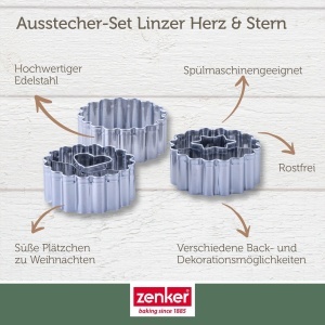 Set de forme pentru fursecuri Zenker din inox, 3 piese, cu ambalaj cadou - Img 3