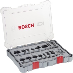 Set de freze Bosch PRO 15 piese pentru lemn Carbide 8 mm