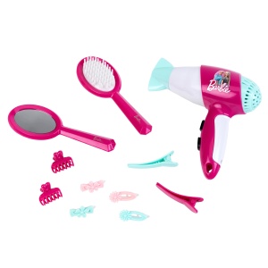 Set de Frisare pentru Copii Theo Klein 5790 cu Uscator de Par si Accesorii Barbie